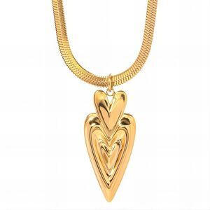 18K Gold Plated Women's Double Heart Necklace Hypoallergenic Waterproof Durable